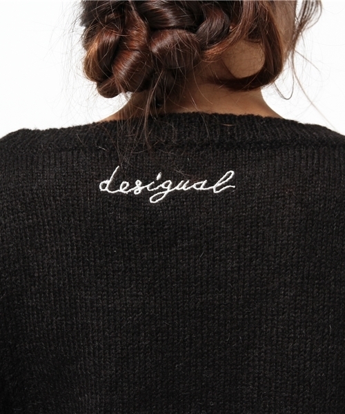 Desigual（デシグアル）の「「Desigual/デシグアル」フラワーモヘア混ニット（ニット/セーター・レディース・ブラック×ホワイト・MEDIUM/LARGE/SMALL/X-LARGE）」の6枚目の写真