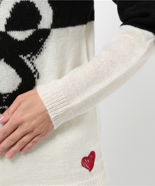 Desigual（デシグアル）の「「Desigual/デシグアル」フラワーモヘア混ニット（ニット/セーター・レディース・ブラック×ホワイト・MEDIUM/LARGE/SMALL/X-LARGE）」の7枚目の写真