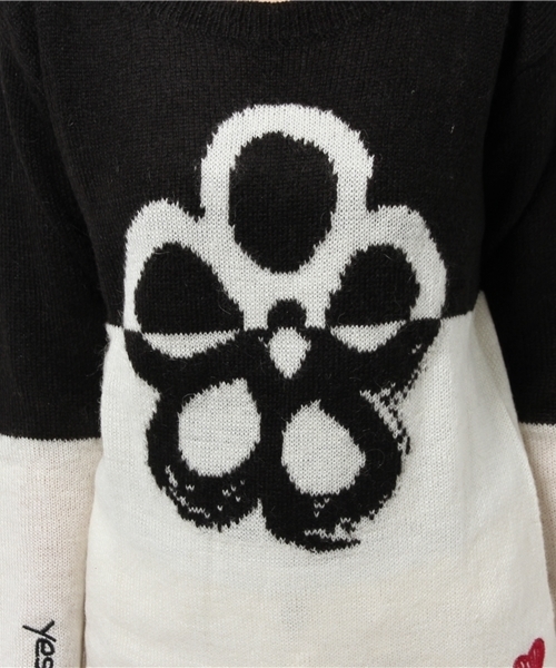 Desigual（デシグアル）の「「Desigual/デシグアル」フラワーモヘア混ニット（ニット/セーター・レディース・ブラック×ホワイト・MEDIUM/LARGE/SMALL/X-LARGE）」の9枚目の写真