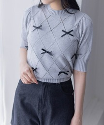 clear | アイレットリボンモチーフ半袖ニットトップス≪2024SS新作≫(ニット/セーター)
