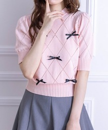 clear | アイレットリボンモチーフ半袖ニットトップス≪2024SS新作≫(ニット/セーター)