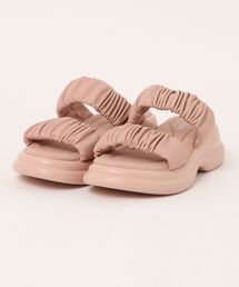 【sesenta】ふわふわ厚底ギャザーパデットダブルベルトサンダル