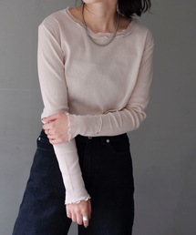 コットンクルーネックシアートップス