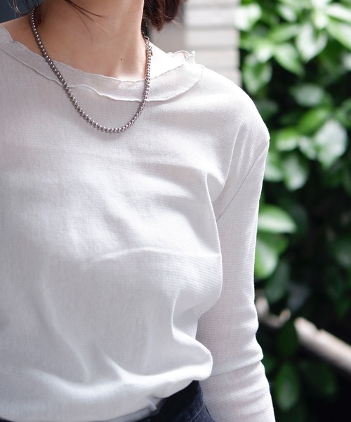 セール】コットンクルーネックシアートップス（Tシャツ