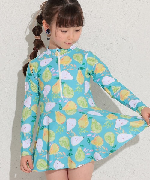 Ocean&Ground(オーシャン&グラウンド)の「【UVカット】ラッシュ型ワンピース水着(90~140cm)(水着・キッズ・ライトブルー/マルチ・90/100/110/120/130/140)」の2枚目の写真