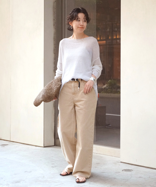 AP STUDIO（エーピーストゥディオ）の「【B SIDES DENIM/ビーサイドデニム】ベージュデニム（デニムパンツ・レディース・ベージュ・25/26/27/28）」の4枚目の写真