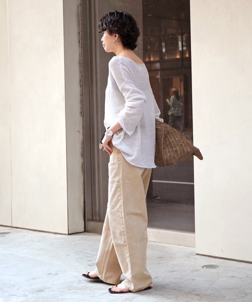 AP STUDIO（エーピーストゥディオ）の「【B SIDES DENIM/ビーサイドデニム】ベージュデニム（デニムパンツ・レディース・ベージュ・25/26/27/28）」の5枚目の写真