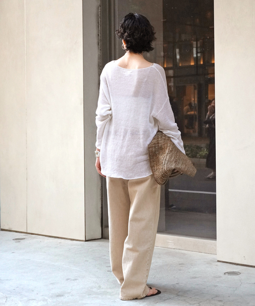 AP STUDIO（エーピーストゥディオ）の「【B SIDES DENIM/ビーサイドデニム】ベージュデニム（デニムパンツ・レディース・ベージュ・25/26/27/28）」の6枚目の写真