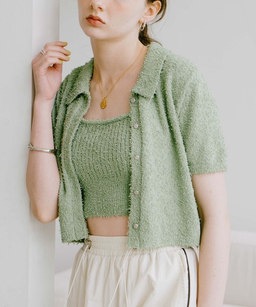 archives(アルシーヴ)の「カールヤーンポロニットアンサンブル(ニット/セーター・レディース・オレンジ/グリーン/アイボリー/ブルー・MEDIUM)」の3枚目の写真