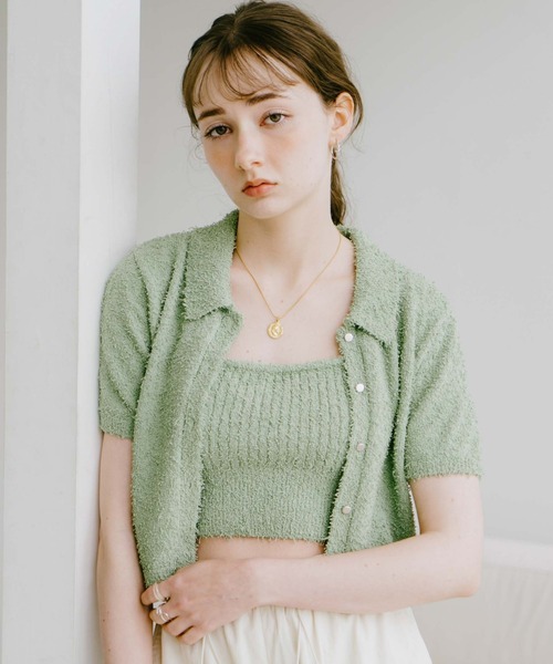 archives(アルシーヴ)の「カールヤーンポロニットアンサンブル(ニット/セーター・レディース・オレンジ/グリーン/アイボリー/ブルー・MEDIUM)」の16枚目の写真