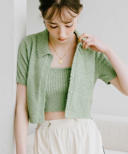 archives(アルシーヴ)の「カールヤーンポロニットアンサンブル(ニット/セーター・レディース・オレンジ/グリーン/アイボリー/ブルー・MEDIUM)」の17枚目の写真