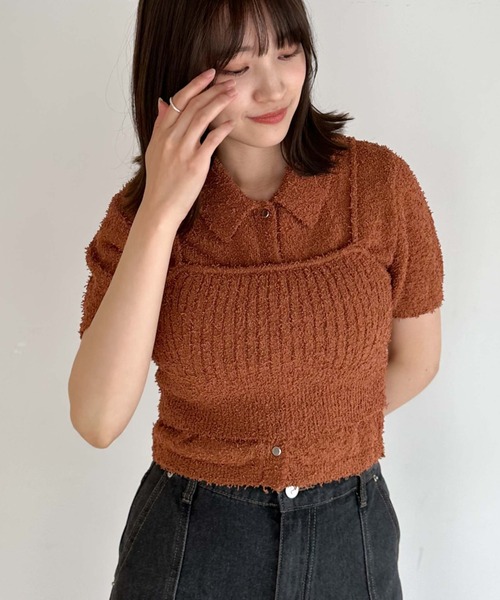 archives(アルシーヴ)の「カールヤーンポロニットアンサンブル(ニット/セーター・レディース・オレンジ/グリーン/アイボリー/ブルー・MEDIUM)」の10枚目の写真