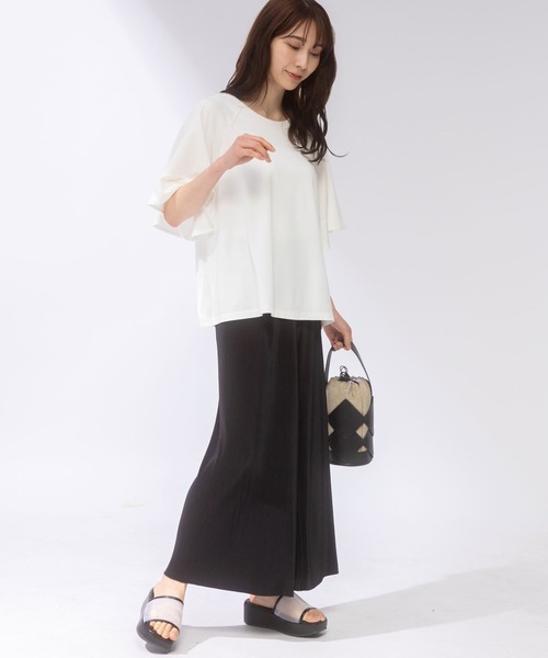 AnNet(アネット)の「【ウエストゴム仕様】 マイクロプリーツ ワイドパンツ(その他パンツ・レディース・ブラック/ネイビー・3L/4L/5L)」の14枚目の写真