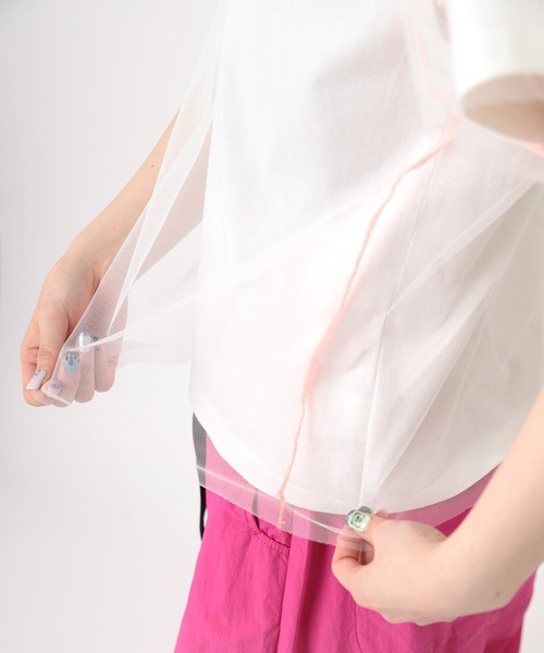 RNA(アールエヌエー)の「M2239 チュールレイヤードT(Tシャツ/カットソー・レディース・ホワイト/ブラック/オレンジ・MEDIUM)」の15枚目の写真