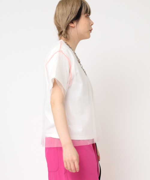 RNA(アールエヌエー)の「M2239 チュールレイヤードT(Tシャツ/カットソー・レディース・ホワイト/ブラック/オレンジ・MEDIUM)」の20枚目の写真