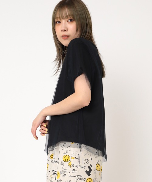 RNA(アールエヌエー)の「M2239 チュールレイヤードT(Tシャツ/カットソー・レディース・ホワイト/ブラック/オレンジ・MEDIUM)」の14枚目の写真