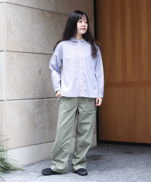 D.M.G. / ディーエムジー] コーマストライプ ラウンドカラーシャツ