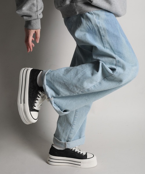 セール】【shoes365】刺繍模様の装飾厚底スニーカー（スニーカー