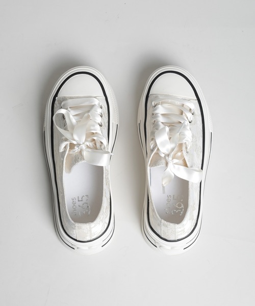 shoes365（シューズスリーシックスファイヴ）の「【shoes365】刺繍模様の装飾厚底スニーカー（スニーカー・レディース・ブラック/オフホワイト・22.5cm/23.0cm/23.5cm/24.0cm/24.5cm/25.0cm）」の22枚目の写真