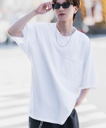 ダメージ加工 胸ポケット 半袖Tシャツ
