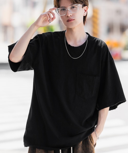 improves(インプローブス)の「ダメージ加工 胸ポケット 半袖Tシャツ(Tシャツ/カットソー・メンズ・ブラック/ホワイト/カーキ・FREE)」の3枚目の写真