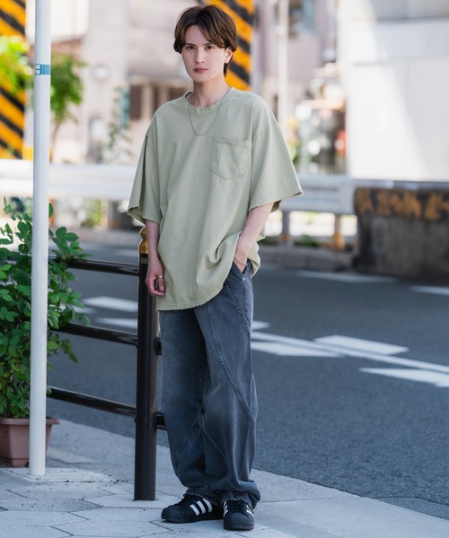 セール】ダメージ加工 胸ポケット 半袖Tシャツ（Tシャツ/カットソー