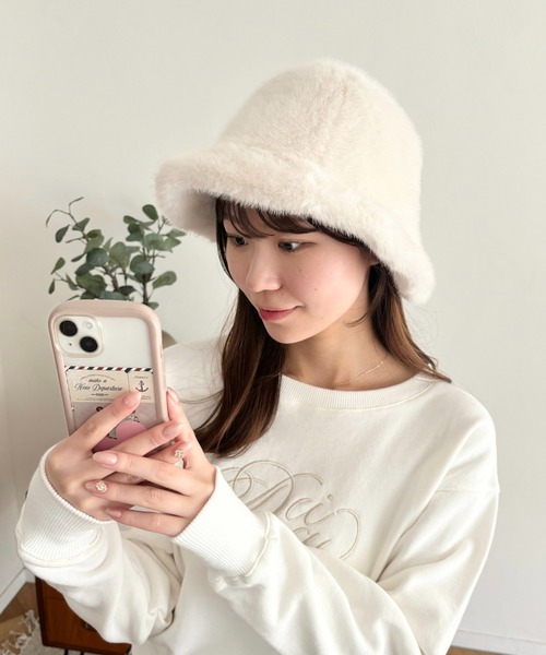 DEICY（デイシー）の「フェイクミンクハット（ハット・レディース・アイボリー/ブラック・FREE）」の3枚目の写真