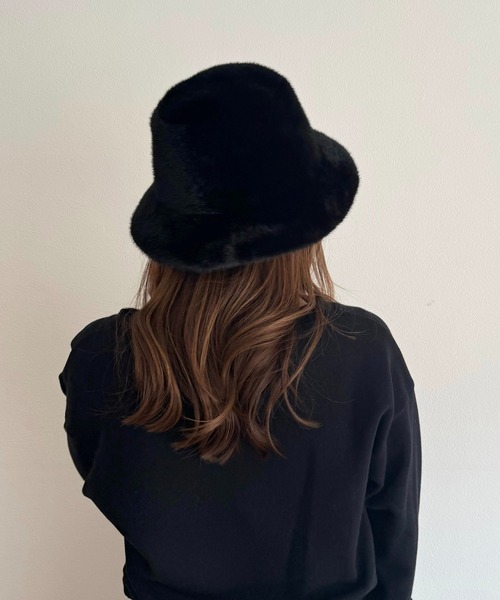 DEICY（デイシー）の「フェイクミンクハット（ハット・レディース・アイボリー/ブラック・FREE）」の4枚目の写真