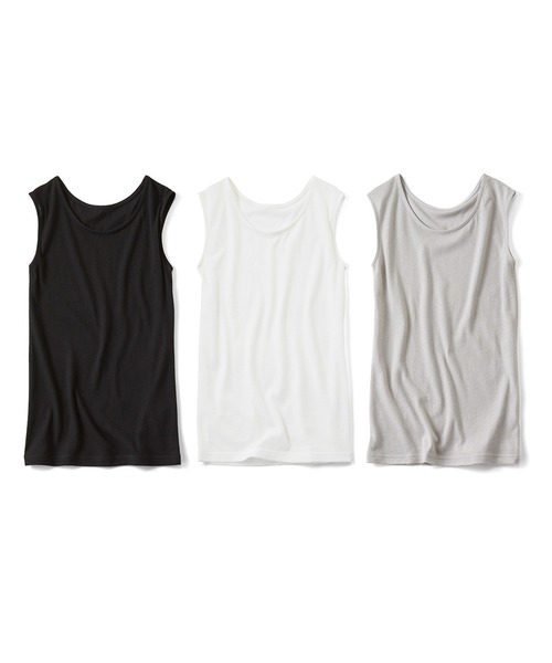 Live in comfort（リブインコンフォート）の「リブ　イン　コンフォート　インに一枚着て安心感アップ！綿１００％メッシュタンクトップ（タンクトップ・レディース・グレー/ブラック/ホワイト・SMALL/MEDIUM/LARGE/X-LARGE/XX-LARGE/XXX-LARGE）」の6枚目の写真