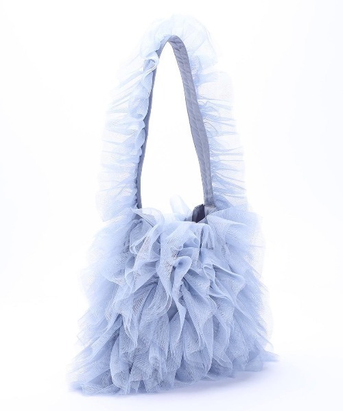 LADY LIKE（レディライク）の「チュールフリルワンショルダーバッグ（ハンドバッグ・レディース・ブルー/ホワイト/ブラック・F）」の4枚目の写真