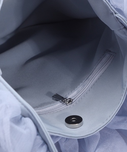 LADY LIKE（レディライク）の「チュールフリルワンショルダーバッグ（ハンドバッグ・レディース・ブルー/ホワイト/ブラック・F）」の7枚目の写真