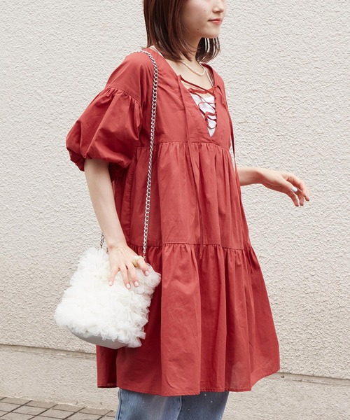 ハグオーワー　クロス＆クロス　レオパードpt.レースティアードワンピース ハグオーワー クロス＆クロス レオパードpt.レースティアード