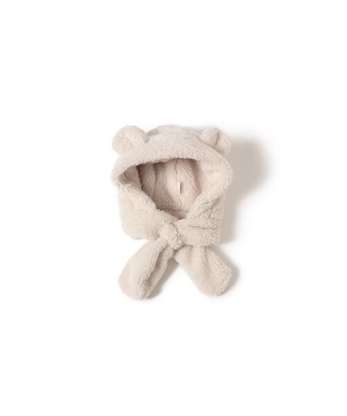 こども ビームス(コドモビームス)の「ベビー 耳つき フードマフラー 2024(マフラー・キッズ・ホワイト系その他2/ベージュ・ONE SIZE)」の5枚目の写真