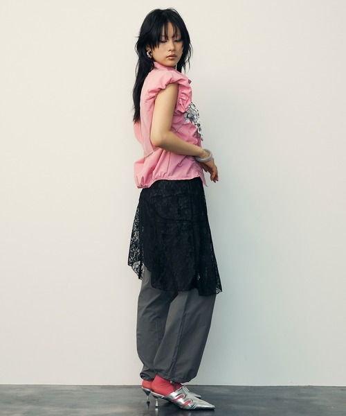 uyu.（ウユ）の「Lace Flare Middle Skirt / レースフレアミドル