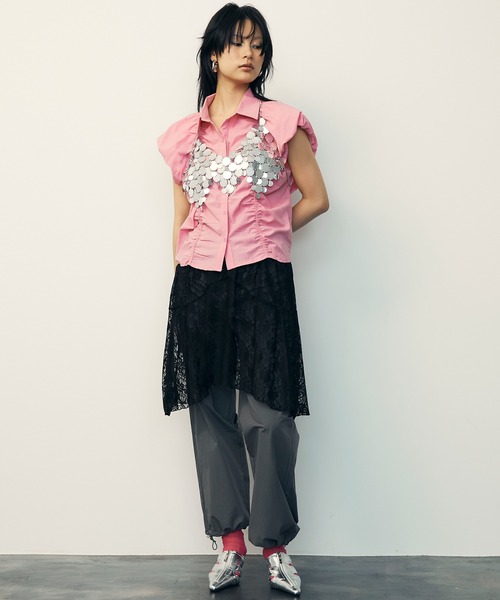 uyu.（ウユ）の「Lace Flare Middle Skirt / レースフレアミドルスカート【uyu./ウユ】（スカート・レディース・ホワイト/ブラック・FREE）」の18枚目の写真