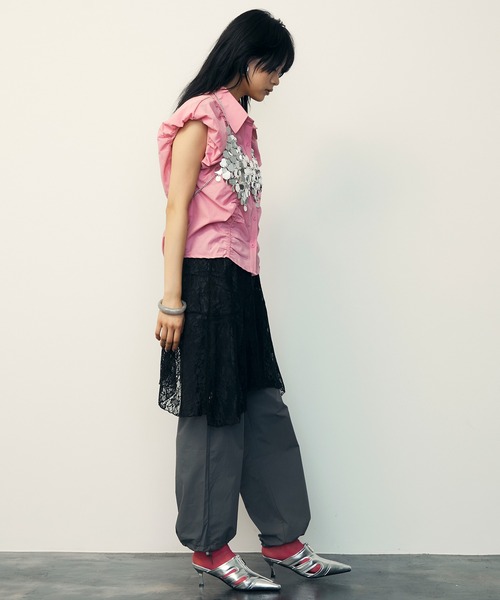 uyu.（ウユ）の「Lace Flare Middle Skirt / レースフレアミドルスカート【uyu./ウユ】（スカート・レディース・ホワイト/ブラック・FREE）」の19枚目の写真