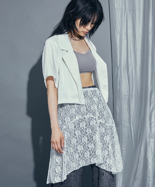 uyu.（ウユ）の「Lace Flare Middle Skirt / レースフレアミドル