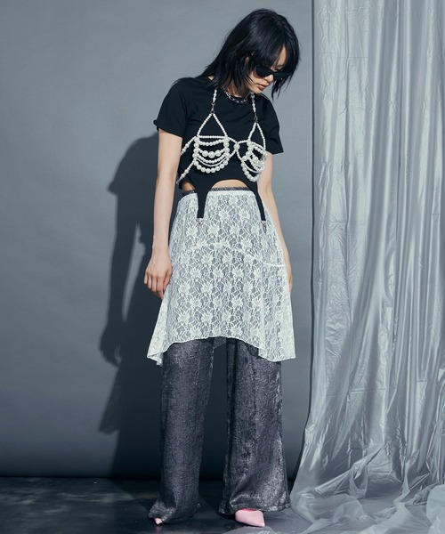 uyu.（ウユ）の「Lace Flare Middle Skirt / レースフレアミドル