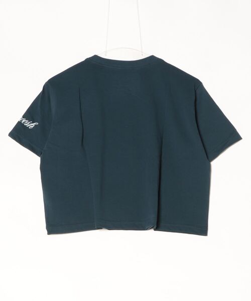 NIKE(ナイキ)の「NIKE/ナイキ 半袖 Tシャツ スウッシュ ロゴ プリント クロップド丈 ショート丈 FZ2856-010/FZ2856-478(Tシャツ/カットソー・レディース・ネイビー/ブラック・M/S)」の3枚目の写真