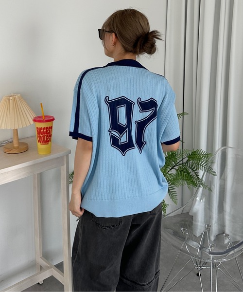 sedacle(セダクル)の「ナンバリングサマーポロニット(Tシャツ/カットソー・メンズ・ベージュ/ライトブルー/アイボリー・SMALL/LARGE/MEDIUM)」の2枚目の写真