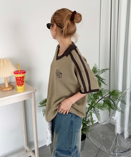 sedacle(セダクル)の「ナンバリングサマーポロニット(Tシャツ/カットソー・メンズ・ベージュ/ライトブルー/アイボリー・SMALL/LARGE/MEDIUM)」の12枚目の写真