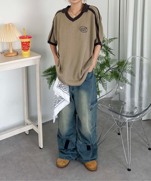 sedacle(セダクル)の「ナンバリングサマーポロニット(Tシャツ/カットソー・メンズ・ベージュ/ライトブルー/アイボリー・SMALL/LARGE/MEDIUM)」の9枚目の写真
