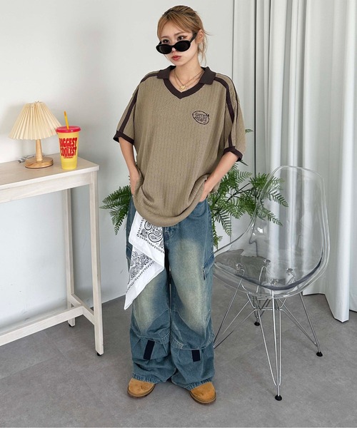 sedacle(セダクル)の「ナンバリングサマーポロニット(Tシャツ/カットソー・メンズ・ベージュ/ライトブルー/アイボリー・SMALL/LARGE/MEDIUM)」の8枚目の写真