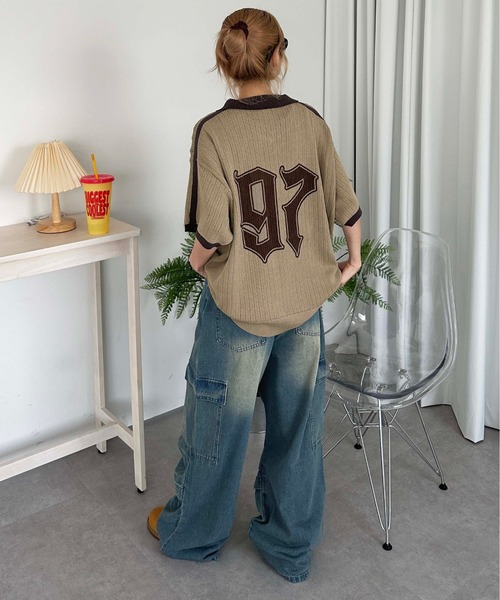 sedacle(セダクル)の「ナンバリングサマーポロニット(Tシャツ/カットソー・メンズ・ベージュ/ライトブルー/アイボリー・SMALL/LARGE/MEDIUM)」の7枚目の写真