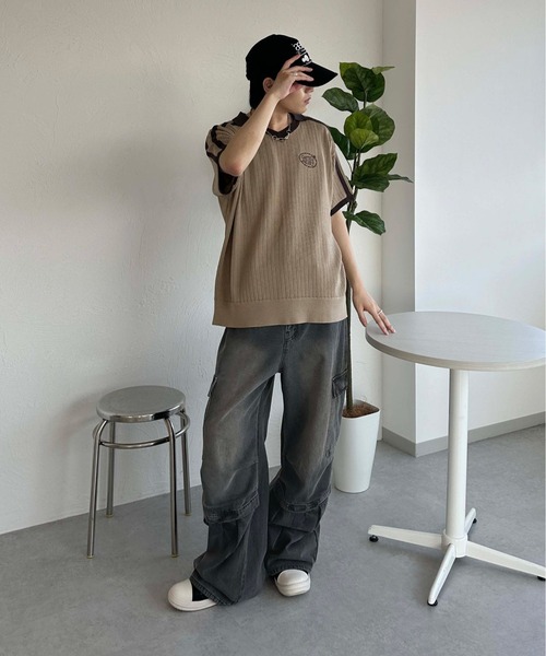 sedacle(セダクル)の「ナンバリングサマーポロニット(Tシャツ/カットソー・メンズ・ベージュ/ライトブルー/アイボリー・SMALL/LARGE/MEDIUM)」の6枚目の写真