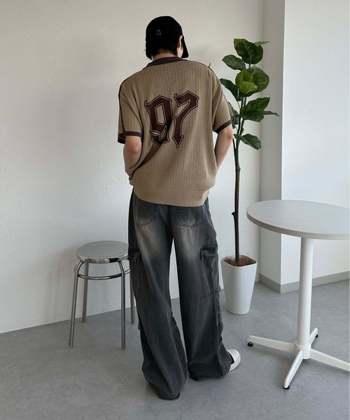 sedacle(セダクル)の「ナンバリングサマーポロニット(Tシャツ/カットソー・メンズ・ベージュ/ライトブルー/アイボリー・SMALL/LARGE/MEDIUM)」の5枚目の写真