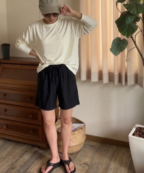 Ritzy（リッツィー）の「洋服見え 体型カバー 長袖ラッシュガード+ショートパンツ+タンクトップビキニ 水着 4点セット（水着・レディース・ベージュ系/ブラック系3/ブラック系1/ホワイト系/ブラック系2・M/L/XL）」の13枚目の写真