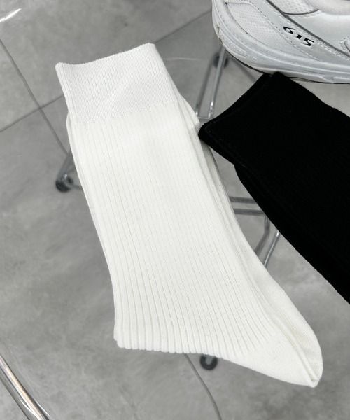 WEGO(ウィゴー)の「WEGO/リブ無地ソックス(ソックス/靴下・メンズ・ホワイト/ブラック/カーキ/グレー・25-27CM)」の1枚目の写真