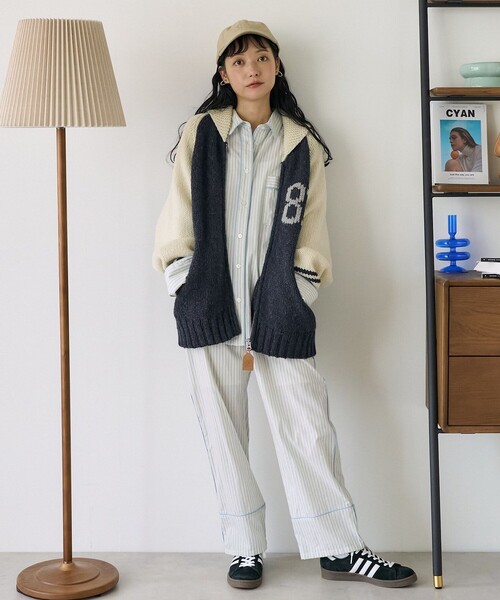 FREAK'S STORE(フリークスストア)の「パジャマシャツ/ストライプシャツ(シャツ/ブラウス・レディース・ベージュ/サックスブルー・フリ-)」の6枚目の写真