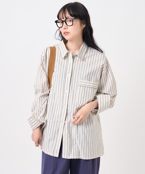 FREAK'S STORE(フリークスストア)の「パジャマシャツ/ストライプシャツ(シャツ/ブラウス・レディース・ベージュ/サックスブルー・フリ-)」の11枚目の写真